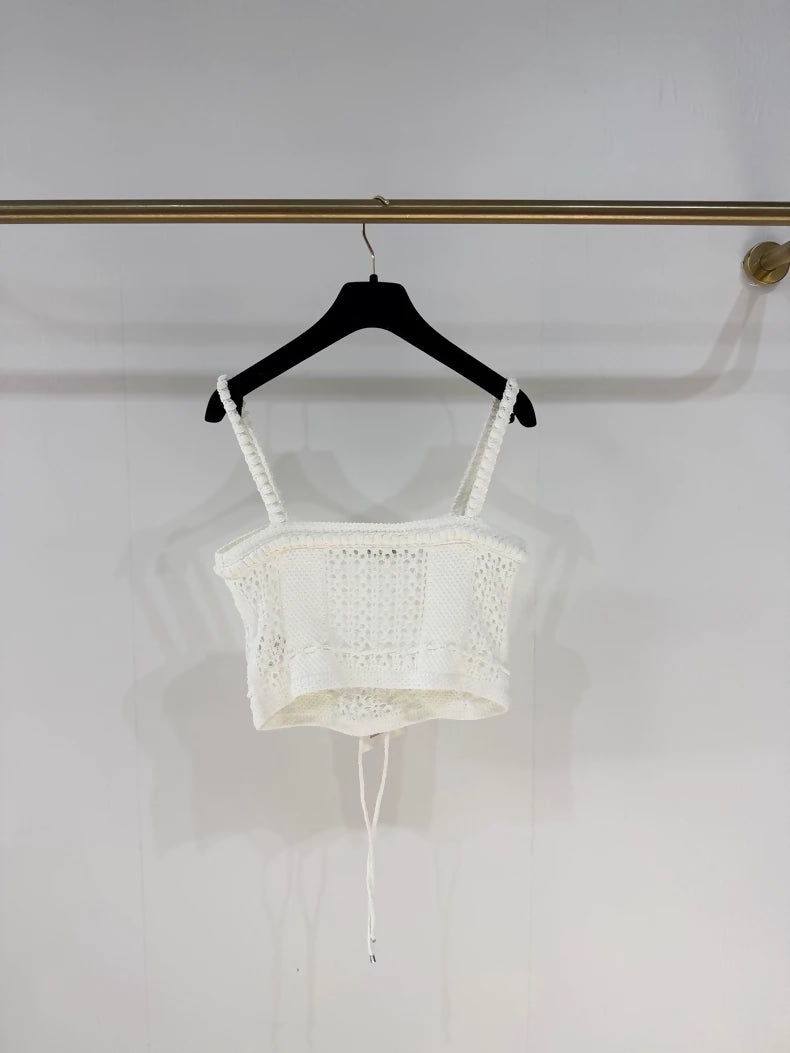 Chanel 26C White Openwork Knit Top