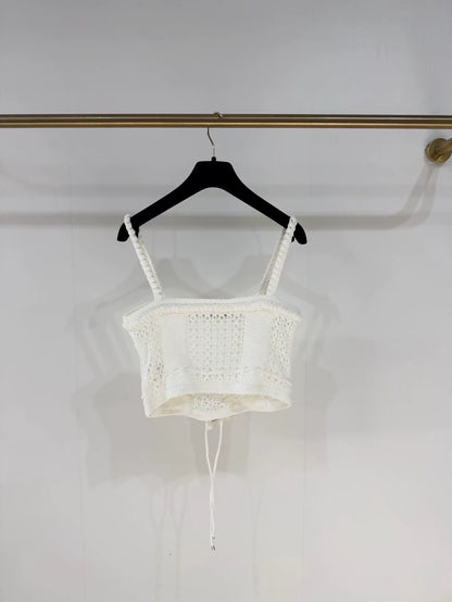 Chanel 26C White Openwork Knit Top