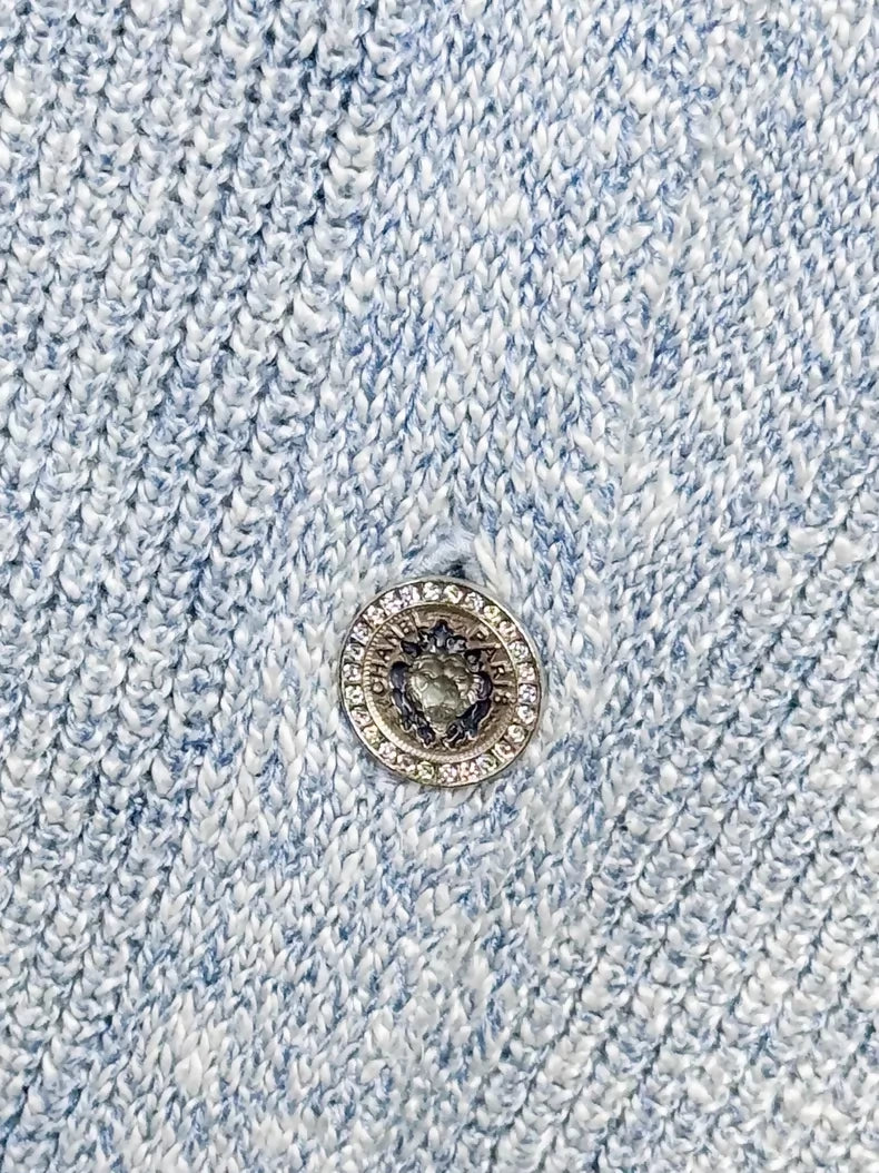 Chanel 23P Blue Linen Knit Cardigan