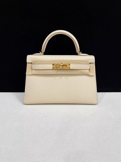 Hermes Mini Kelly 20 craie Epsom leather gold hardware