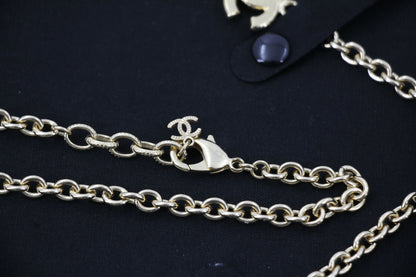 Chanel 23A Metal Enamel Burgundy Long Necklace