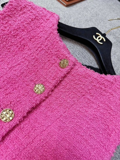 Chanel 22S rose pink tweed vest