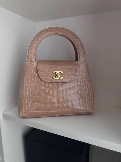 Chanel Vintage Mini Top Handle in Blush Alligator (Series 2)