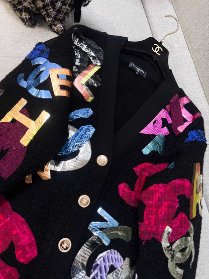 Chanel 22A black & multicolor cardigan