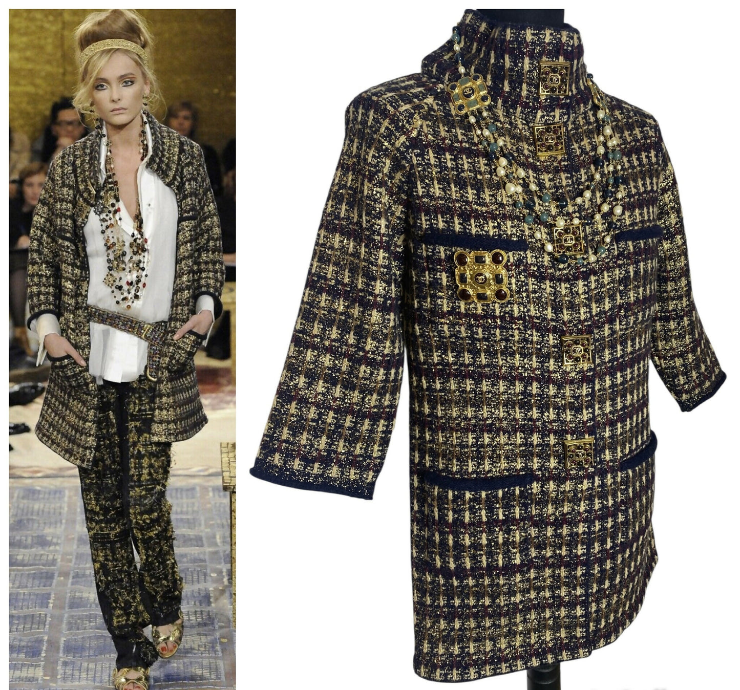 Chanel 11A Paris-Byzance Tweed Long Coat FR 44
