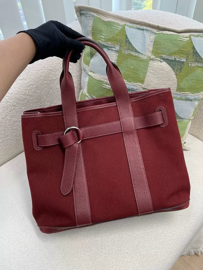 Hemes Petite Ceinture canvas and leather tote bag
