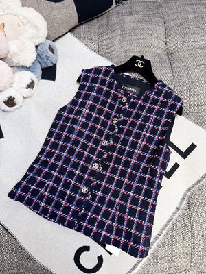 Chanel 24P purple tweed vest cardigan