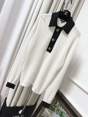 Chanel 23A off-white Polo top