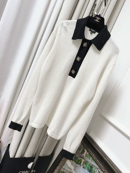 Chanel 23A off-white Polo top