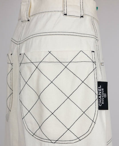 Chanel Vintage White High-Waisted Shorts