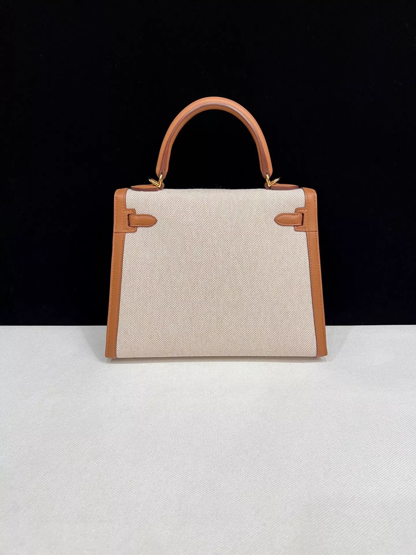 Hermes Kelly 25 Canvas with gold/brown swift leather and gold hardware