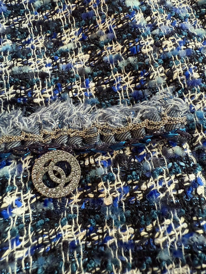 Chanel 20p blue tweed jacket