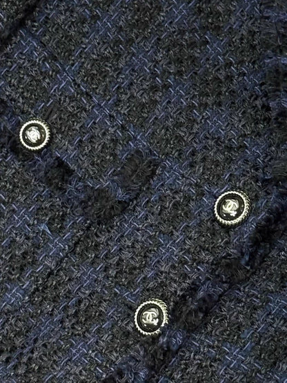Chanel 07P Navy Blue tweed Dress and Jacket Set