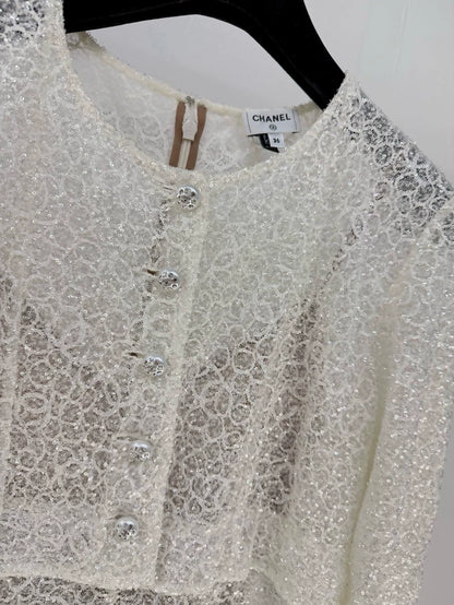 Chanel 23S ecru sequined dress
