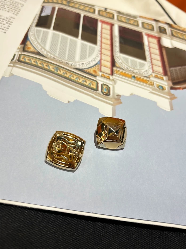 Bvlgari Antique Pyramid Two-Tone Gold Earrings