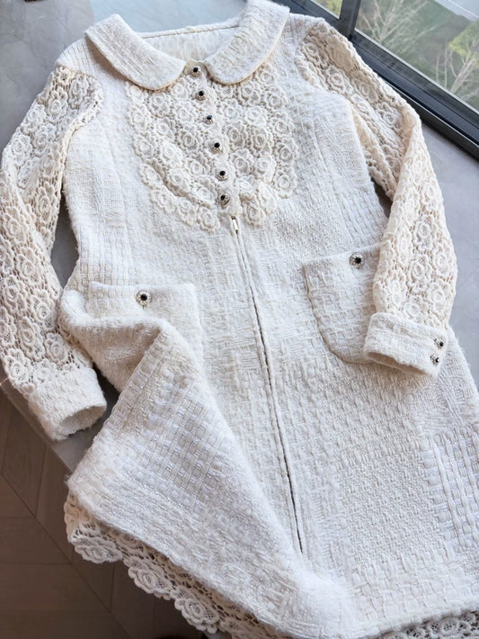Chanel 2015  White Lace Crochet Dress
