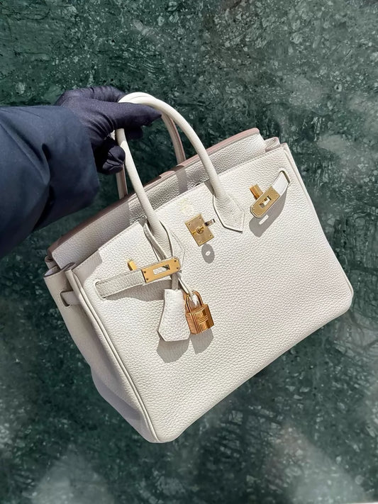 Hermes Birkin 25 craie Togo leather gold hardware