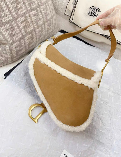 Dior Shearling Camel Limited Edition 2020 Saddle Bag