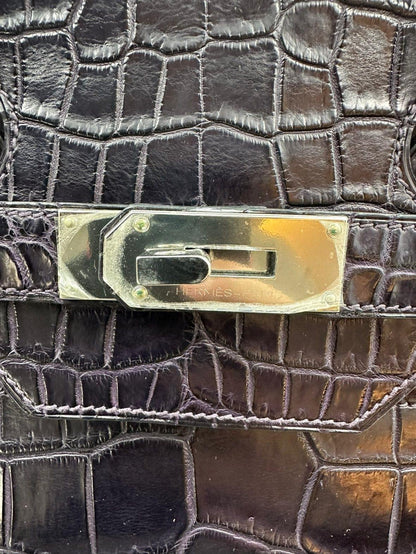 Hermes Birkin HAC 40 Prunoir Matte Crocodile leather palladium hardware