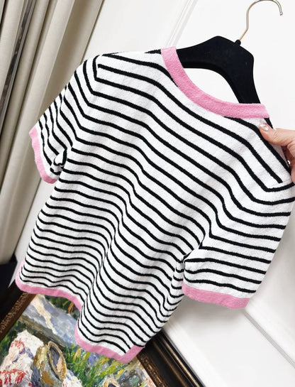 Chanel 24ss stripped CC top