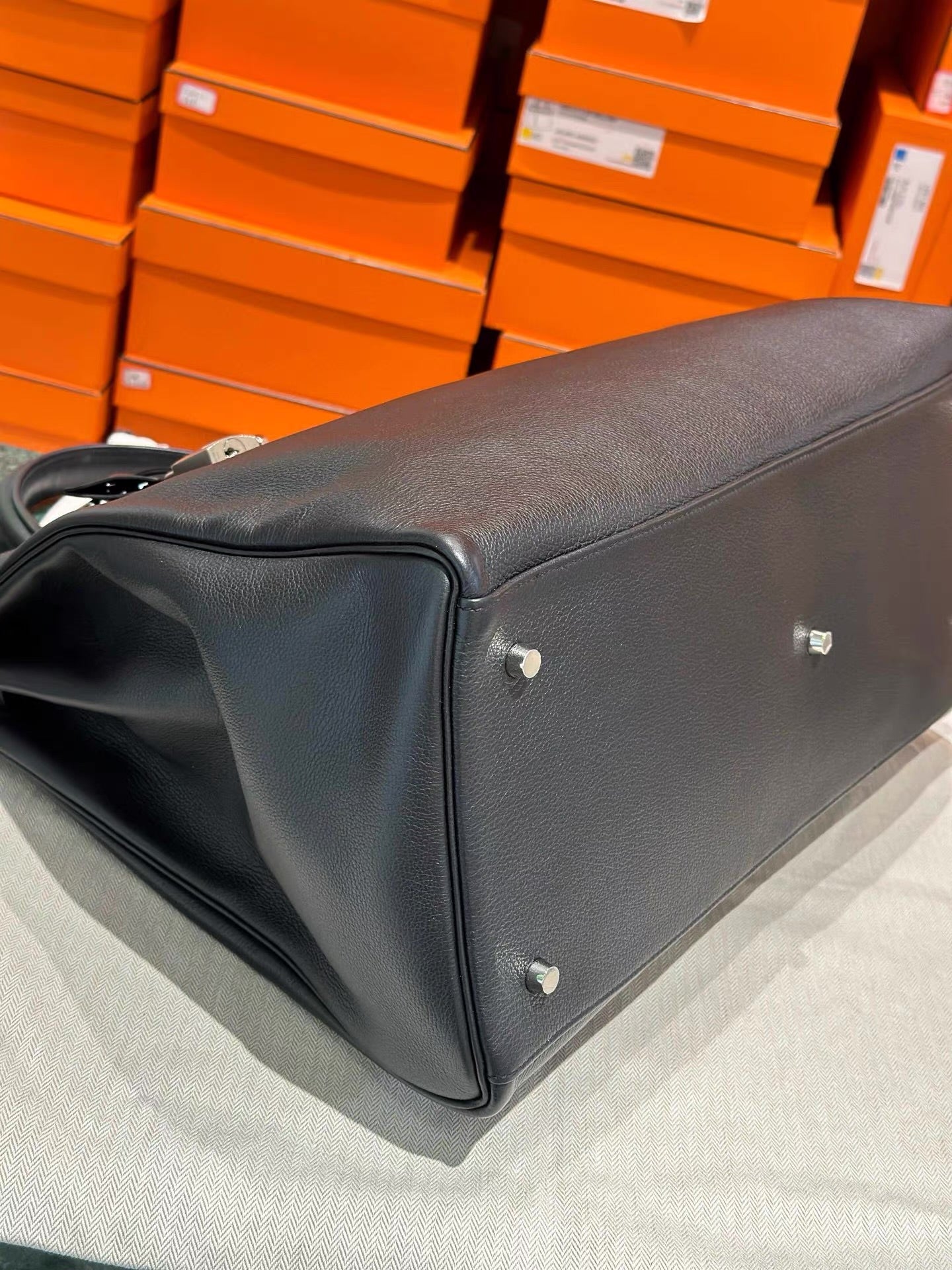 Hermès Kelly Voyage 50 Black Evercolor Palladium Hardware