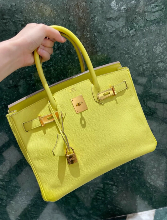 Hermes Birkin 30 Yellow Epsom Leather Gold Hardware
