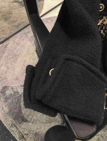 Chanel 20A black coat with gold embroidery details 38FR