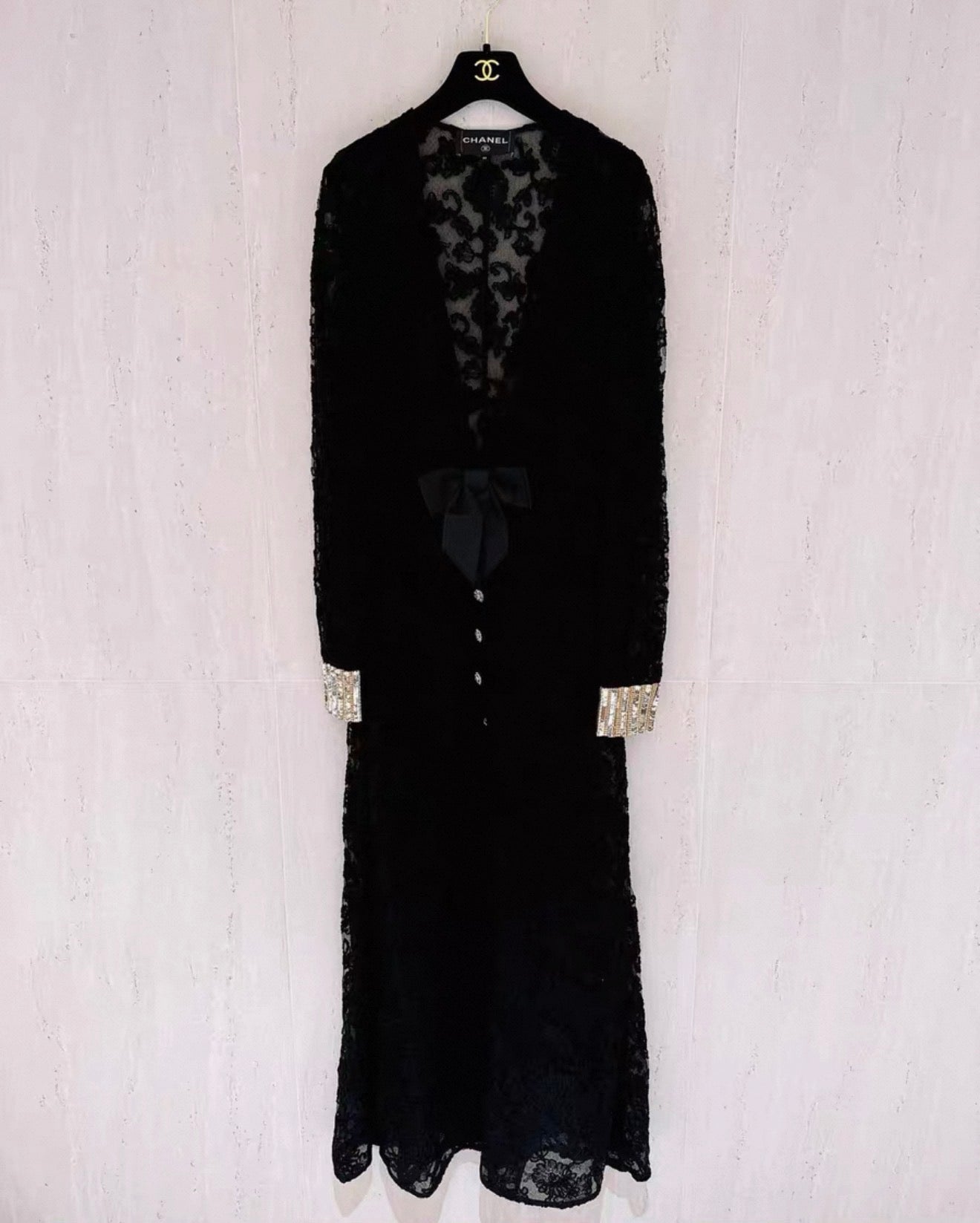 Chanel 22K Embossed Embroidered Lace Dress