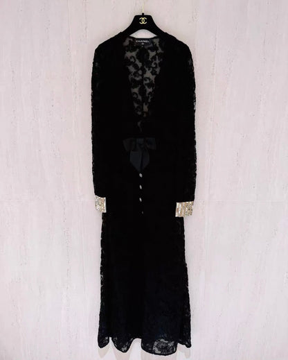 Chanel 22K Embossed Embroidered Lace Dress
