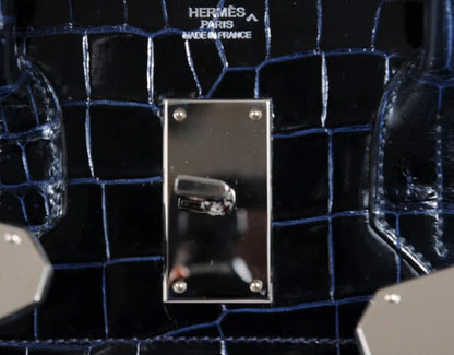 Hermes Birkin HAC 50 Blue marine shiny porosus crocodile leather palladium hardware