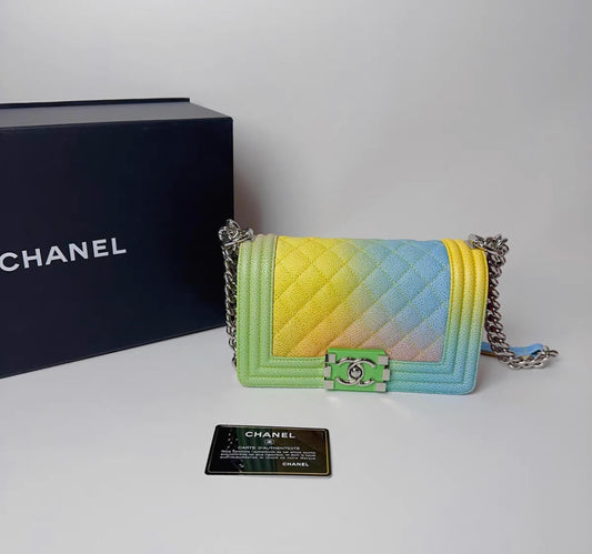 CHANEL RAINBOW CAVIAR COCO CUBA SMALL BOY FLAP BAG 17C