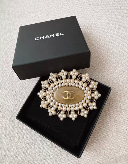 Chanel Double C Pearl Vintage Brooch