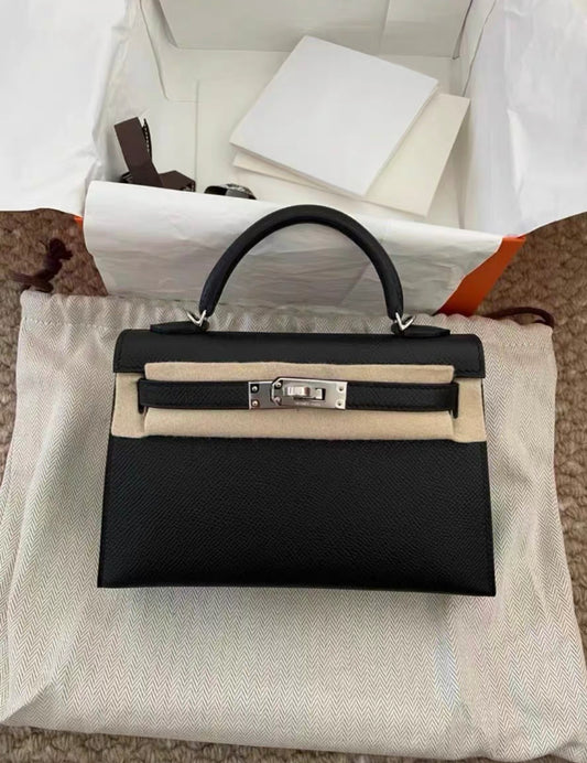 HERMES MINI KELLY SELLIER NOIR BLACK EPSOM GOLD HARDWARE