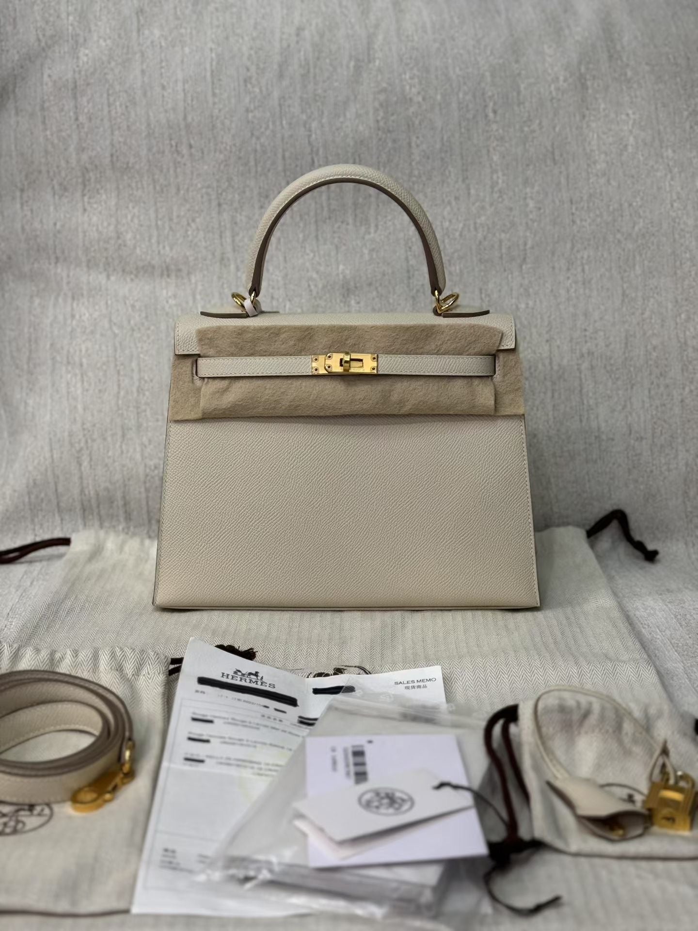 Hermes Kelly 25 Crai Epsome leather gold hardware
