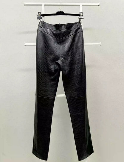 Chanel 19A Black Leather Pants
