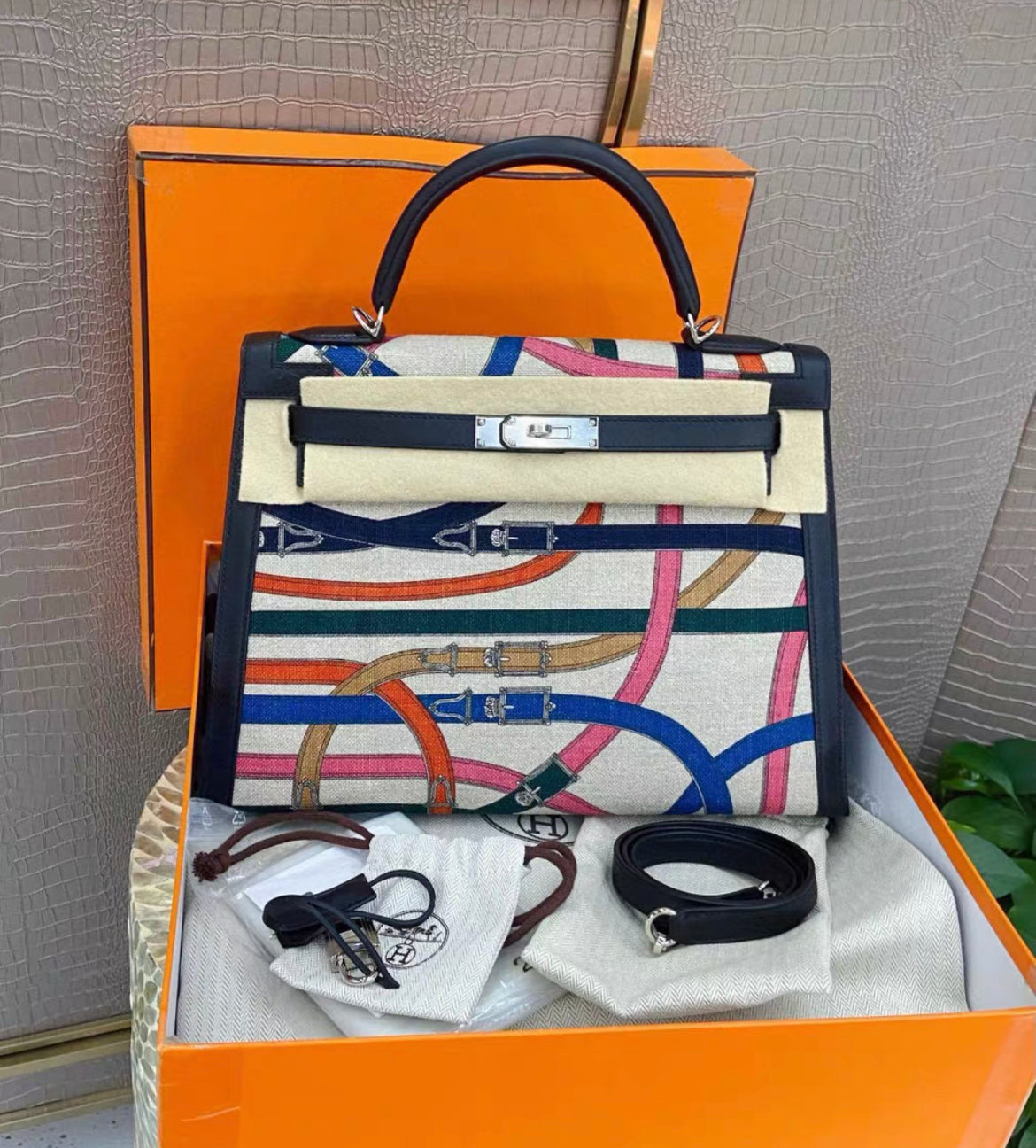 Hermès Kelly 32 Selliér Toile De Camp Cavalcadour Limited Edition