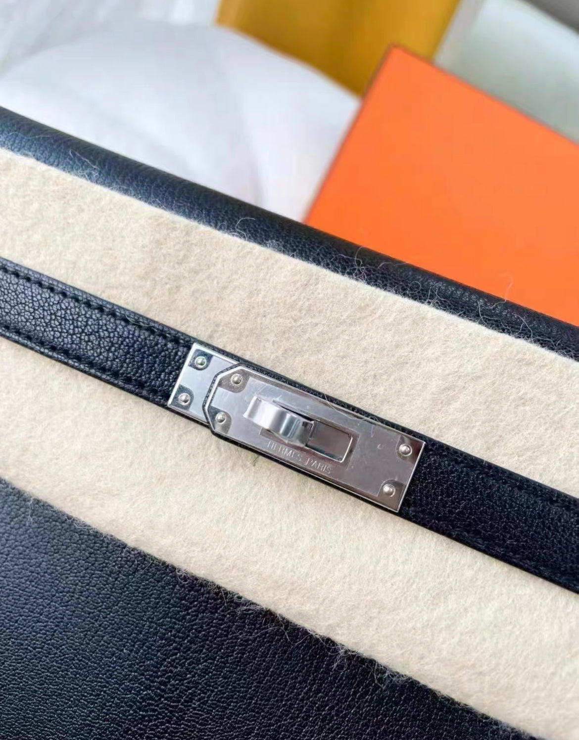 Hermès Kelly Elan Black Chèvre Chamkila Palladium Hardwar