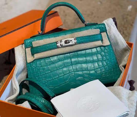 Hermes Mini Kelly 20 vert comic matte alligator Palladium Hardware
