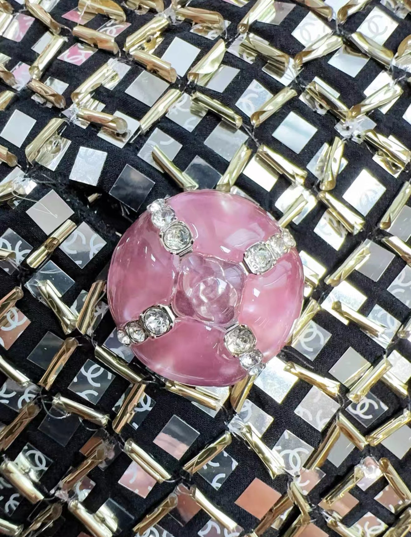 Chanel 24C sequin grey & pink jacket