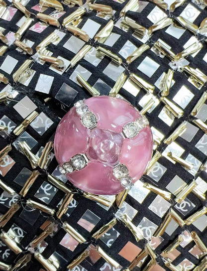 Chanel 24C sequin grey & pink jacket