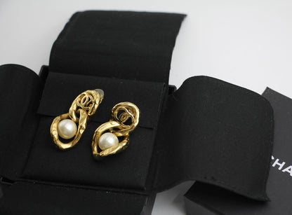 Chanel 2020 Imitation Pearl & Gold Plated Stud Earrings