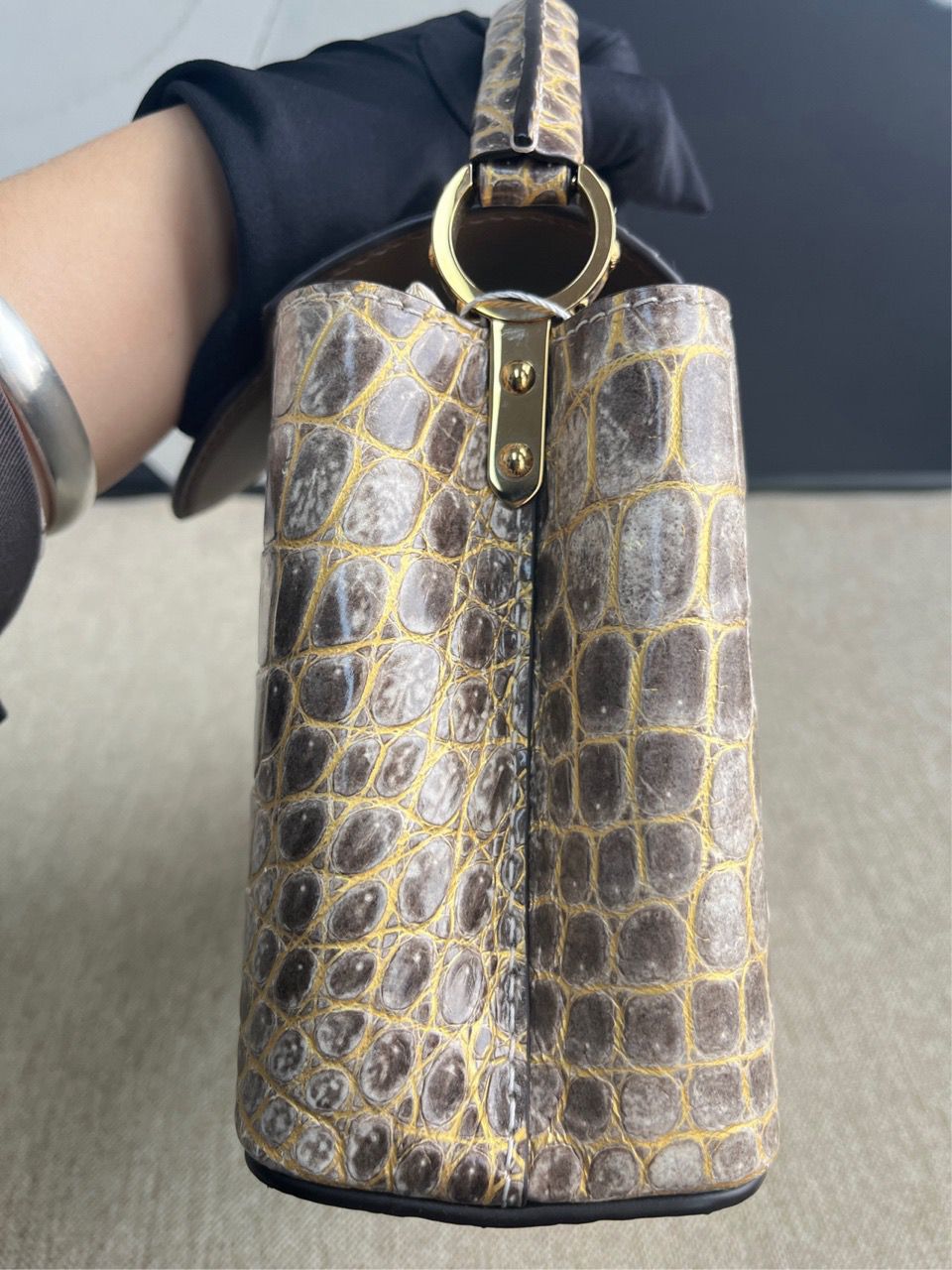 Louis Vuitton White Matte Himalaya Crocodile Mini Capucines