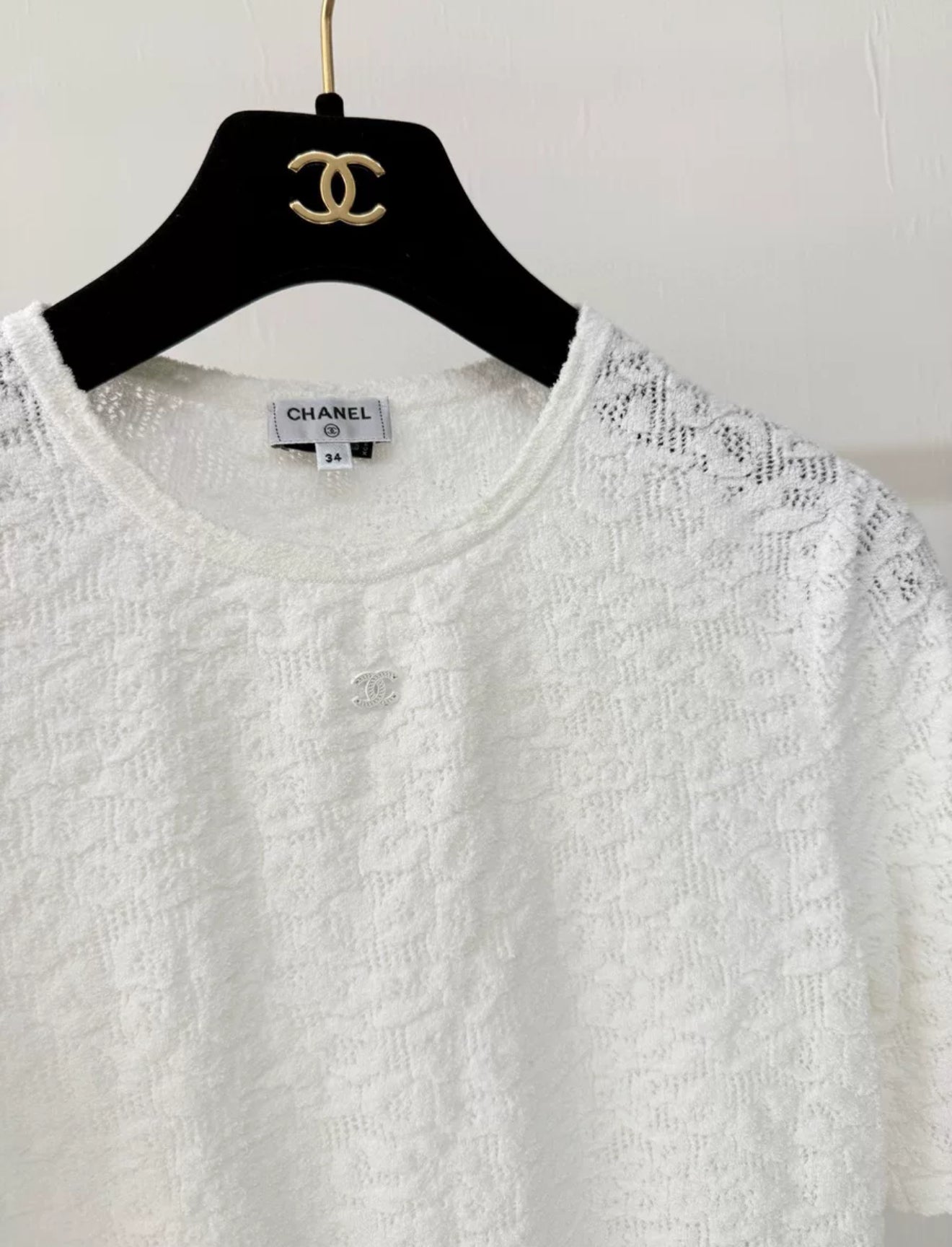 Chanel 22P white lace top T-shirt