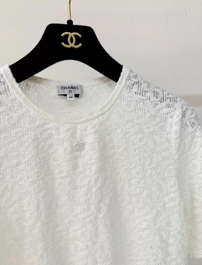 Chanel 22P white lace top T-shirt