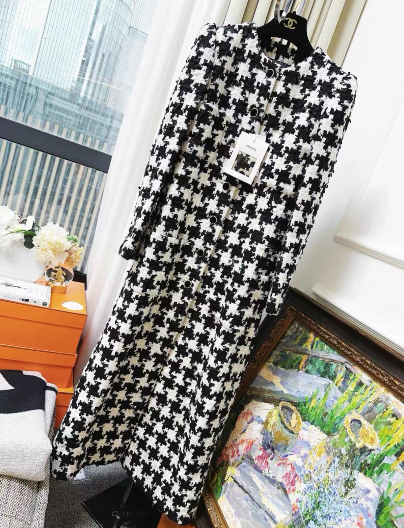 Chanel 21A black & white long coat