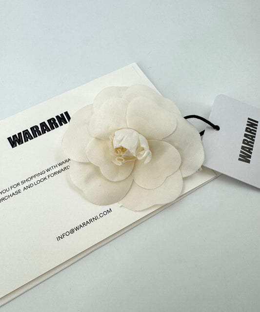 Chanel Vintage 81-85 Silk White Camellia Brooch