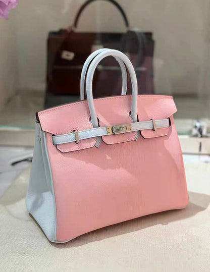 Hermès Special Order (HSS) Birkin 25 Rose Sakura and Gris Perle Chevre Brushed Palladium hardware