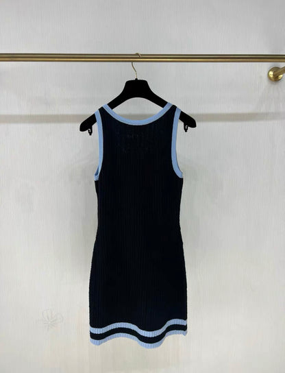 Chanel 24B black & blue and knitted dress size 34