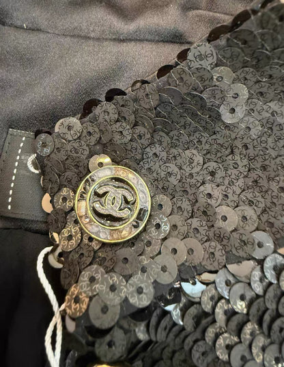 Chanel 23c Black Sequin Jumpsuit