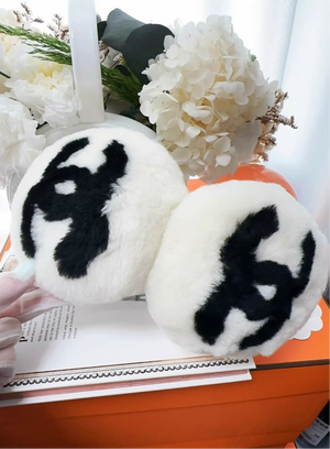 Chanel coco neige black & White earmuffs